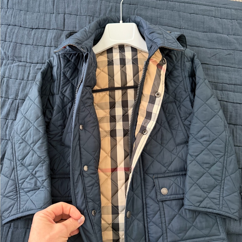 Burberry Navy Jacket with Plaid Interior